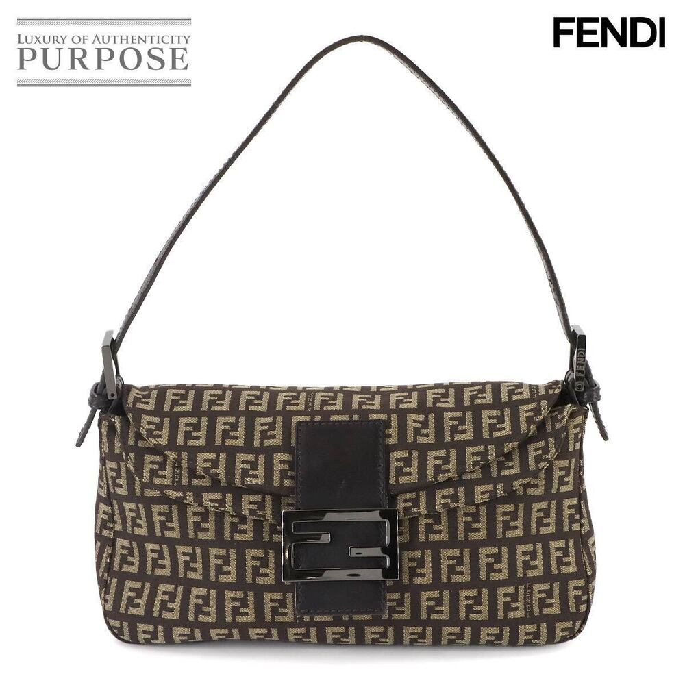 Fendi Zucchino Mamma Bucket Shoulder Bag Canvas Brown Beige